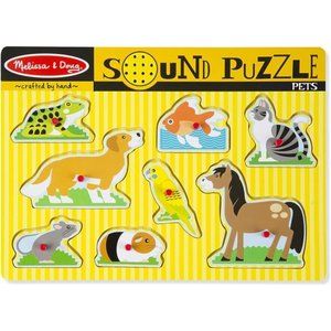 Pets Sound Puzzle - Wooden  With Sound Effects (8 pcs) - For Toddlers